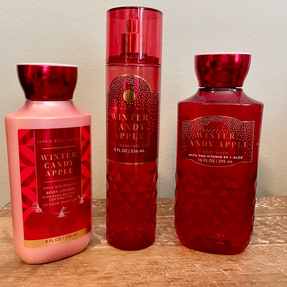 Bath & Body Works Winter Candy Apple Spa Set - Body Lotion, Shower Gel and Mist